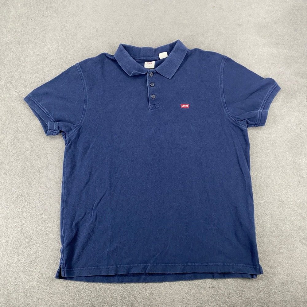 Levis Mens Standard Fit Short Sleeve Pique Polo Shirt Navy Blue Large